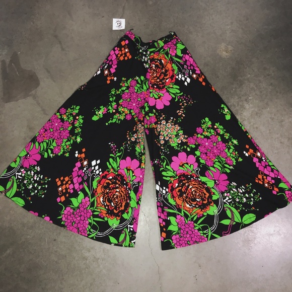 Vintage Pants - VINTAGE - 1960 1970 wide leg floral pants